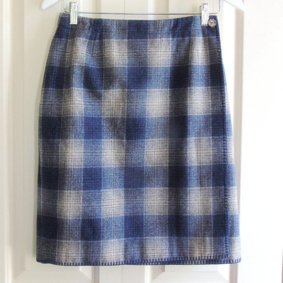 Land's End Blue and Tan Plaid Wrap Skirt Size 6 New Unworn - Picture 5 of 8